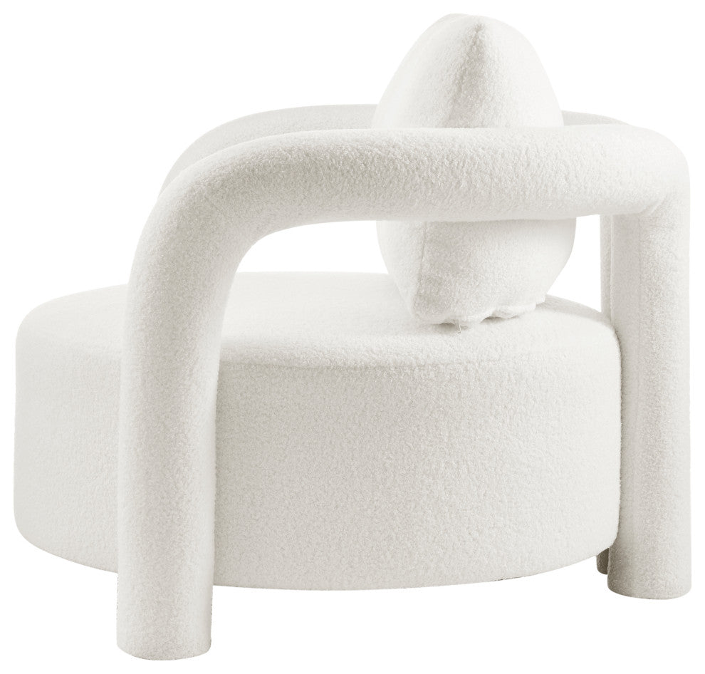 Maisie Faux Shearling Accent Arm Chair, Wilmont White