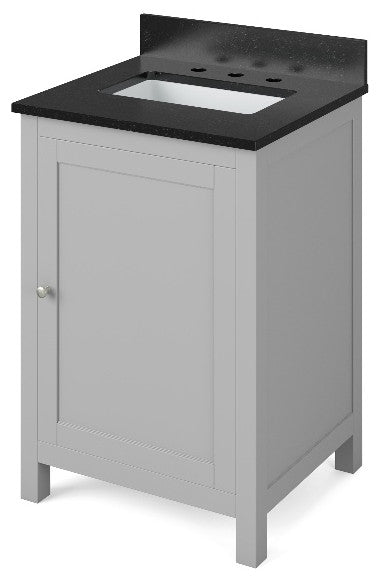 Astoria Transitional 24" Grey Vanity, Black Granite Vanity Top