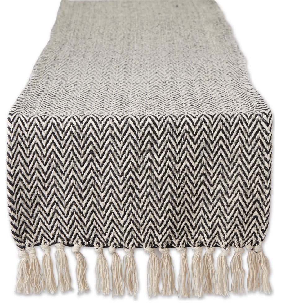 Black Chevron Handloom Table Runner 15x72