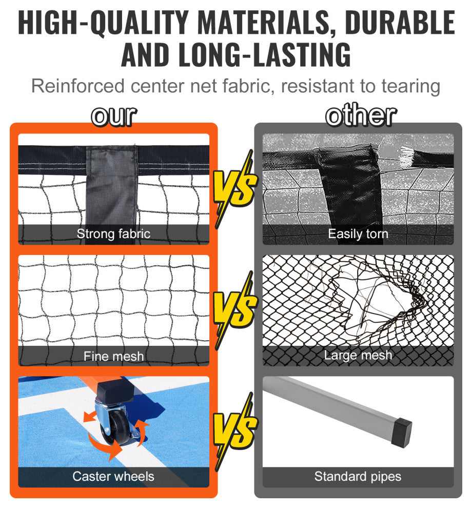 VEVOR 22FT Regulation Size Portable Pickleball Net System with Balls Wheels