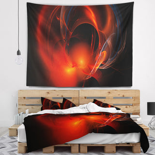 Red Galactic Nebula on Black Abstract Wall Tapestry, 39"x32"