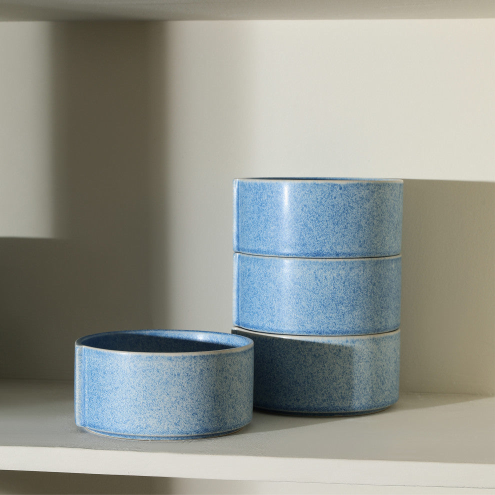 Stone Lain Bao Stoneware Bowl Set of 4, Blue
