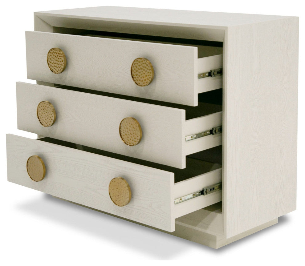 Modrest Marjorie Modern Cream and Brushed Gold Nightstand