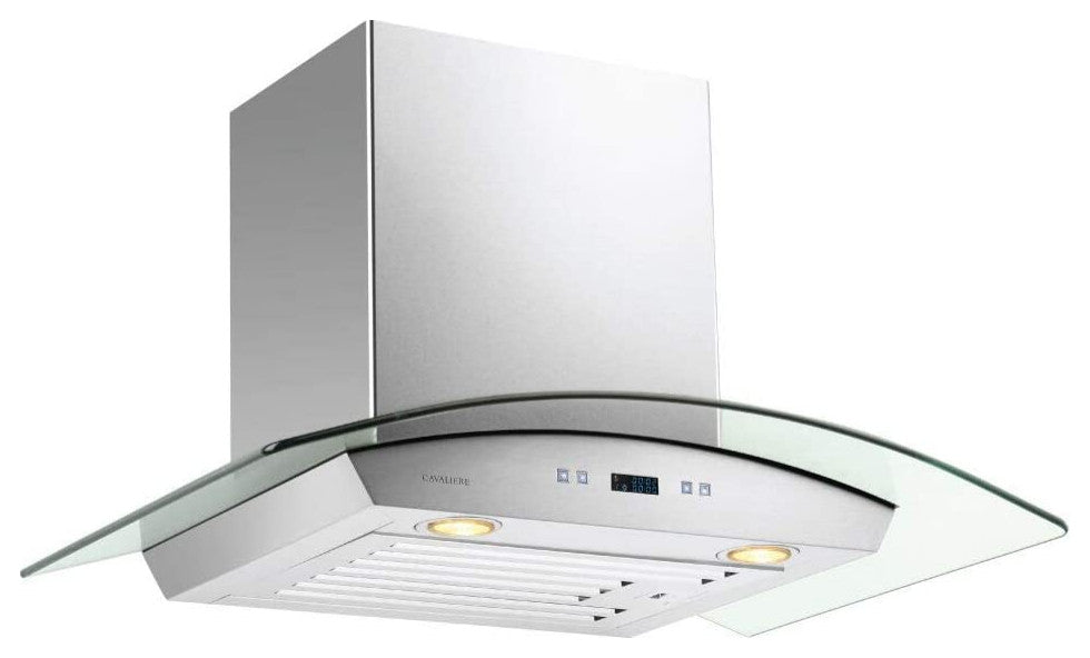 CAVALIERE 30" Glass Canopy Range Hood 900 CFM Brushed Stainless Steel LED