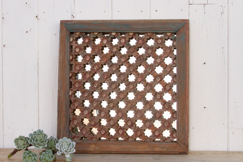 Antique Carved Lattice Mirror