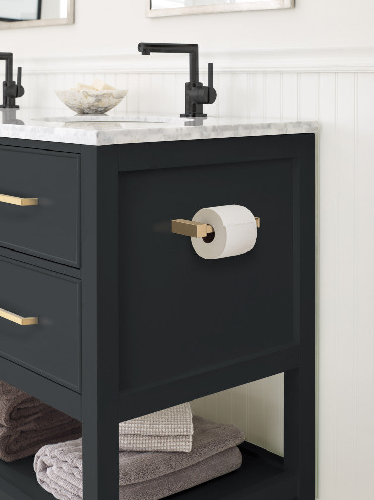 Amerock Monument Contemporary Single Post Toilet Paper Holder, Champagne Bronze