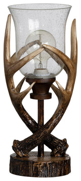 17.5"H Brown Resin Table Lamps With Clear Cylinder Shade