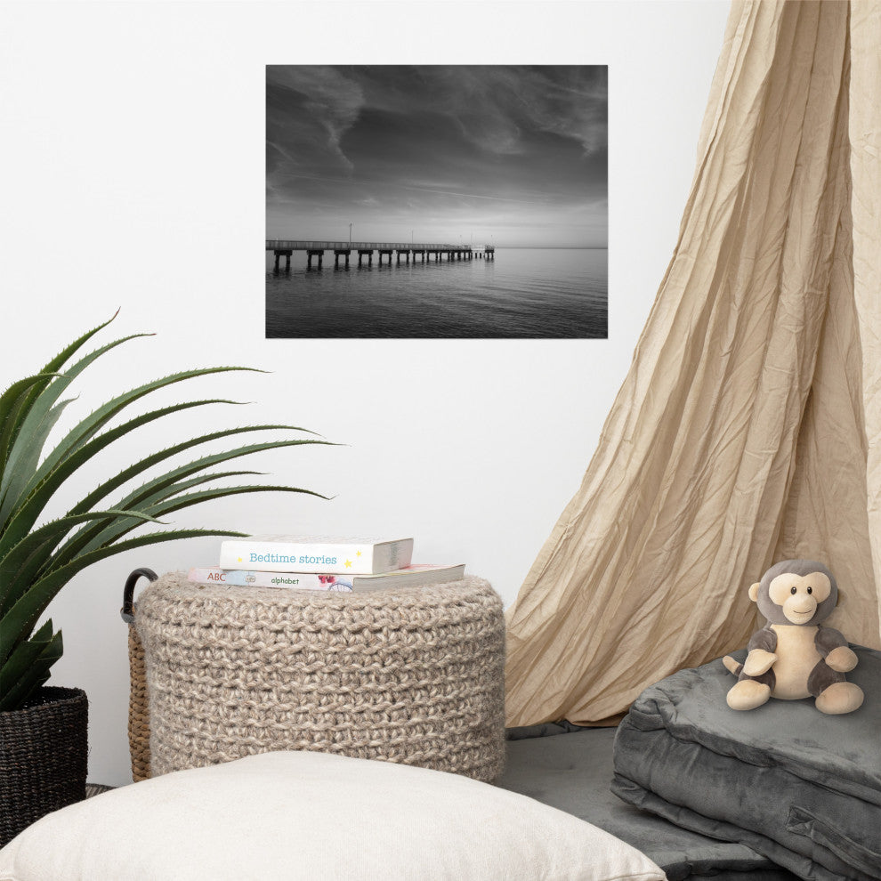 End of the Pier Landscape Photo, Beach Unframed Wall Art Print, 16" X 20"