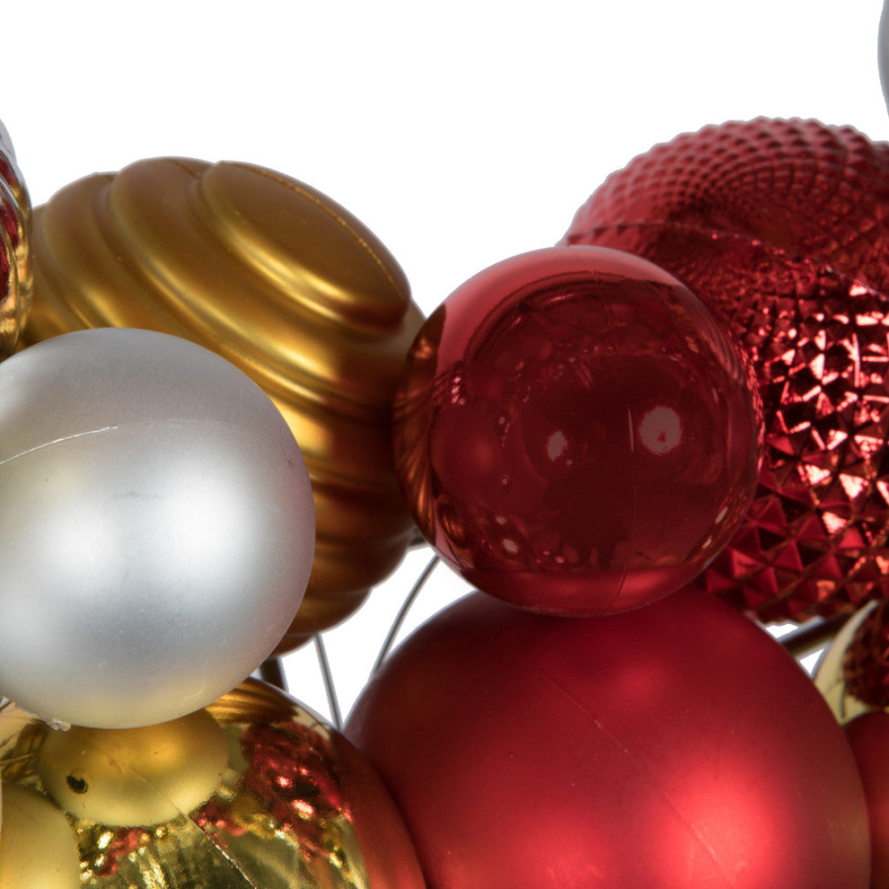 Assorted Ornament Wreath , Red, Gold, Silver, 24"