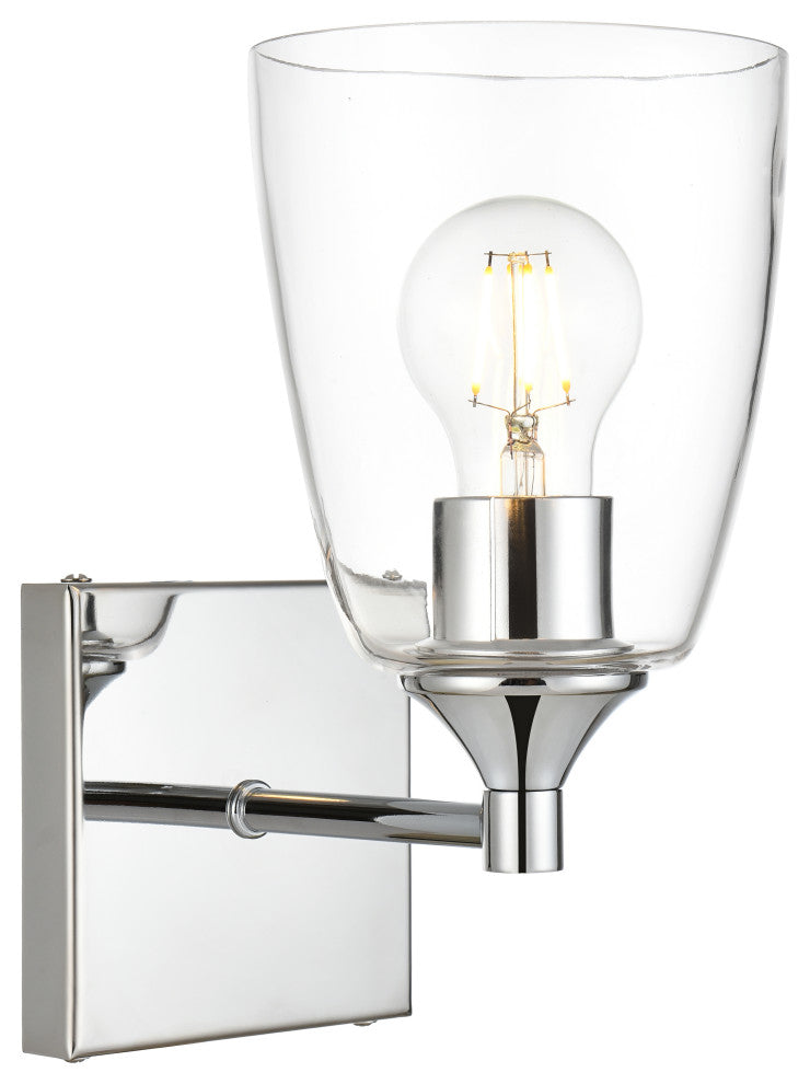 1 Light Chrome And Clear Bath Sconce