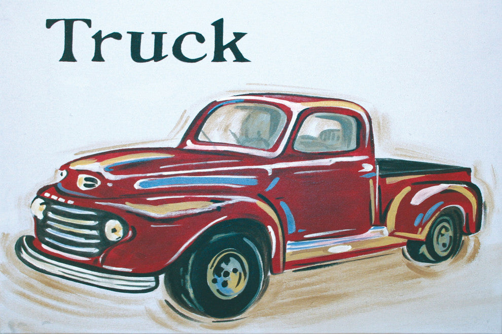 Marmont Hill, "Red Truck" by Reesa Qualia Painting on Wrapped Canvas, 36x24