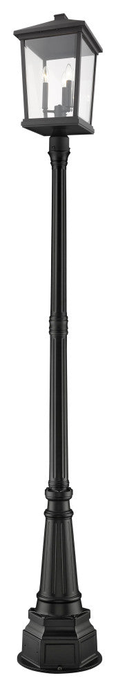 Beacon 3-Light Outdoor Post Mounted Fixture Light In Black