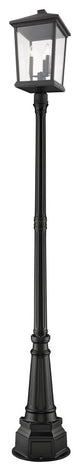 Beacon 3-Light Outdoor Post Mounted Fixture Light In Black