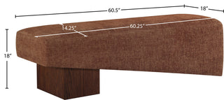 Alora Upholstered Bench, Cognac, Walnut Finish
