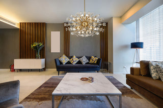 Victor 36" Crystal Starburst Oval Pendant, Gold