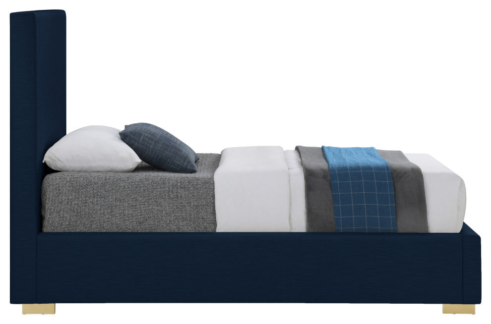 Crosby Linen Upholstered Bed, Navy, Twin