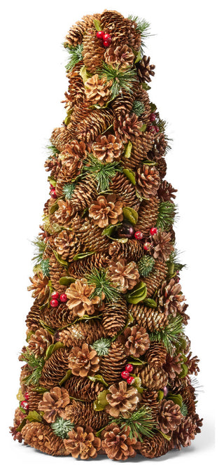 Pre-Decorated Pine Cone and Glitter Artificial Tabletop Christmas Tree
