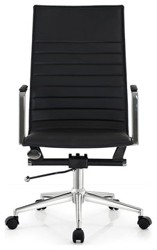 Set of 2 High Back Home Office Chair Upholstered PU Leather Armchair, Black