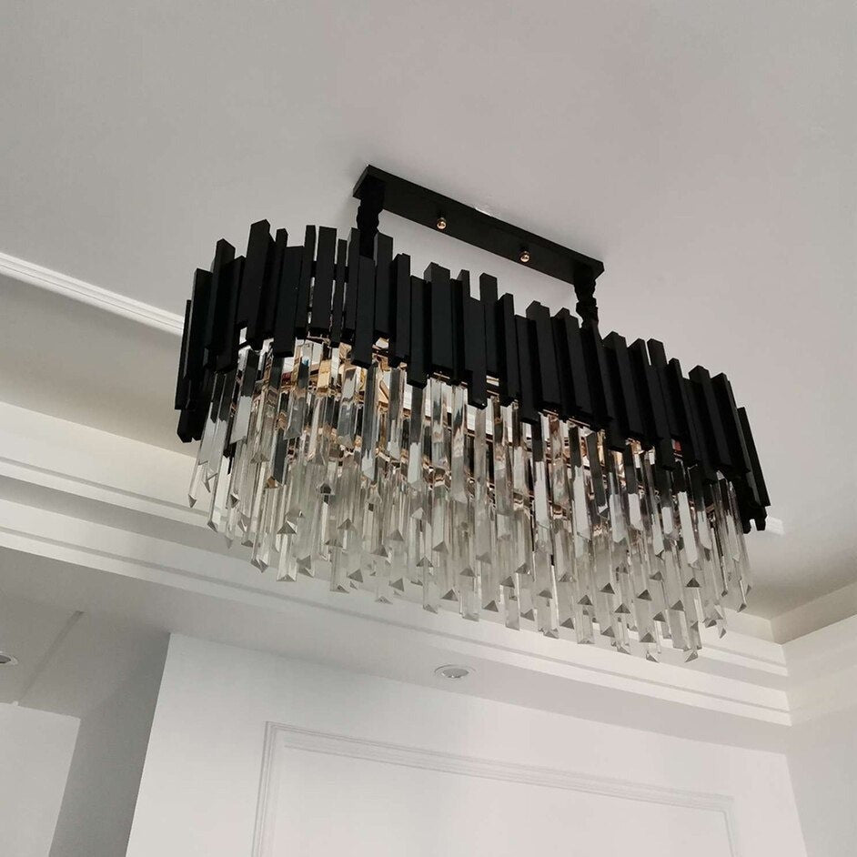 35" Gio Crystal Dining Room Chandelier, Black