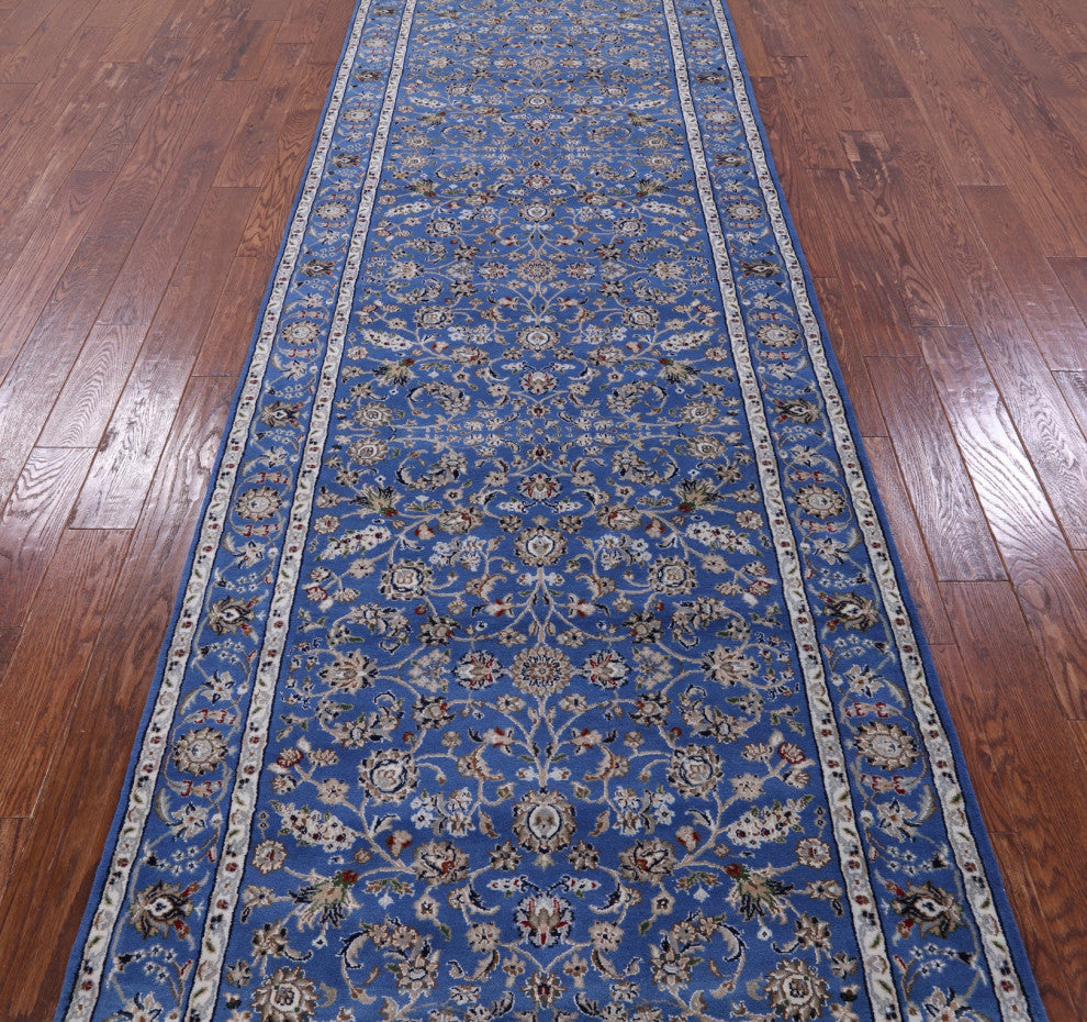 Runner Wool & Silk Persian Nain Hand-Knotted Rug 4' 1" X 12' 1" - Q13150
