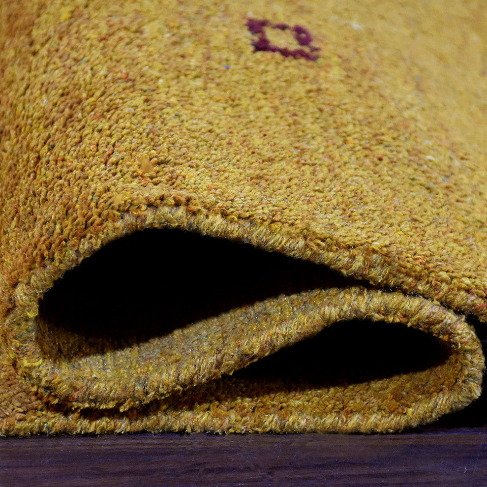 Hand Knotted Loom Silk Mix Area Rug Contemporary Gold