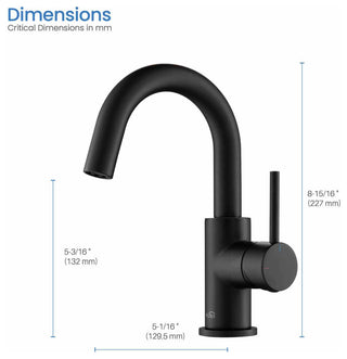 Circular Single Handle High-arc Bathroom Sink Faucet With Drain, Matte Black