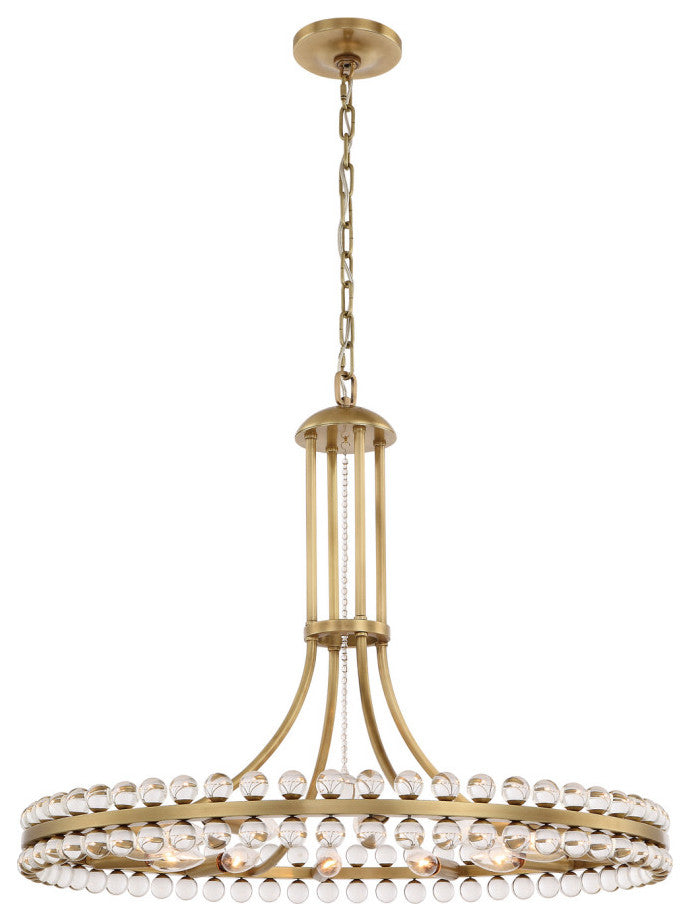 Crystorama Clover 12-Light Chandelier, Aged Brass