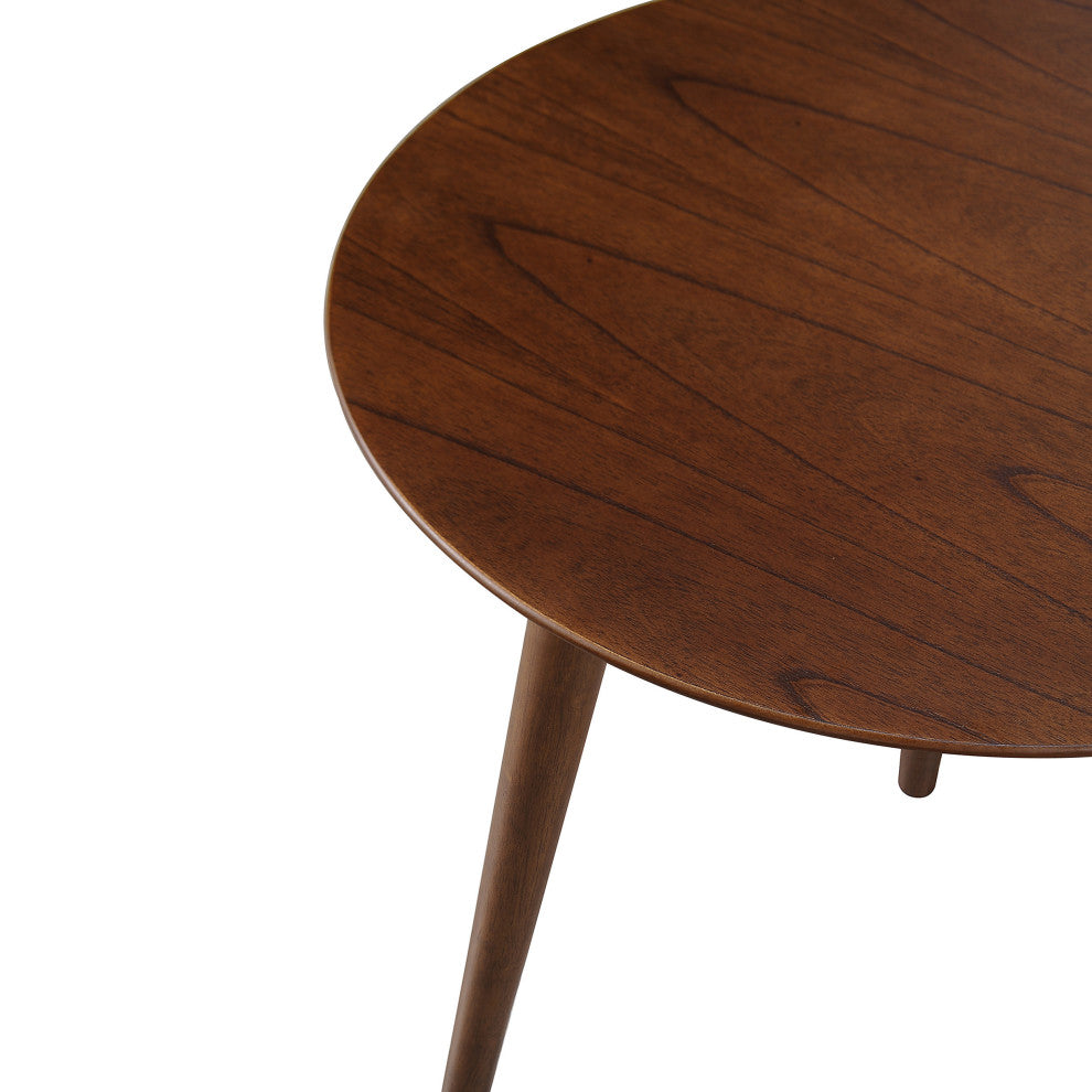 GDF Studio Evangeline Finished Wood End Table With Faux Wood Overlay, Natural Walnut