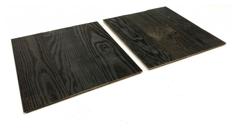Set of Two Black Rustic Wood Wall Art Hanging Panels