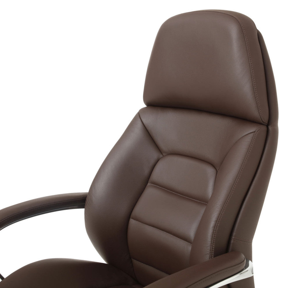 Gates Fully Reclining Adjustable Executive Chair Soft Top Grain Leather, Dark Brown