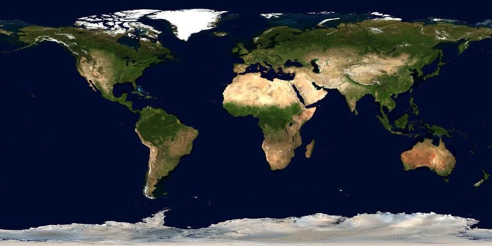 Physical Earth Satellite Map Wall Mural, Peel and Stick, 8-Panel, 142"x71"