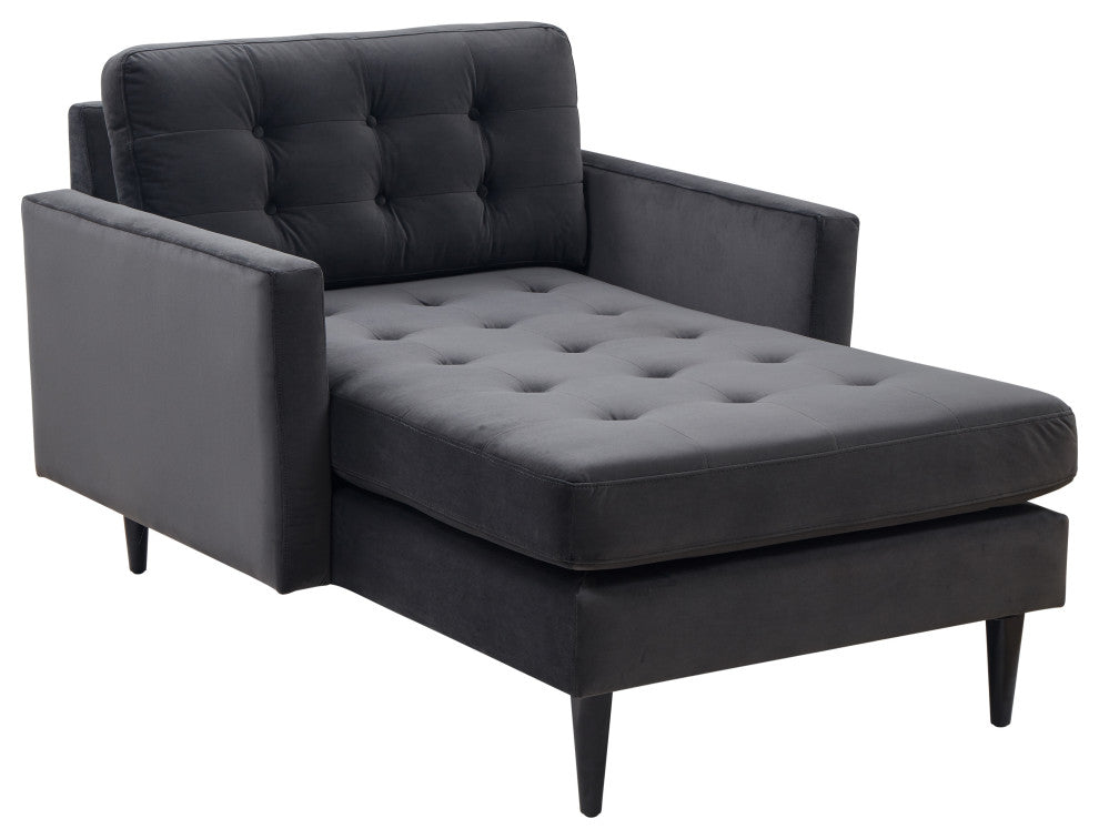 Safavieh Couture Curtis Tufted Chaise, Dark Grey, Dark Grey