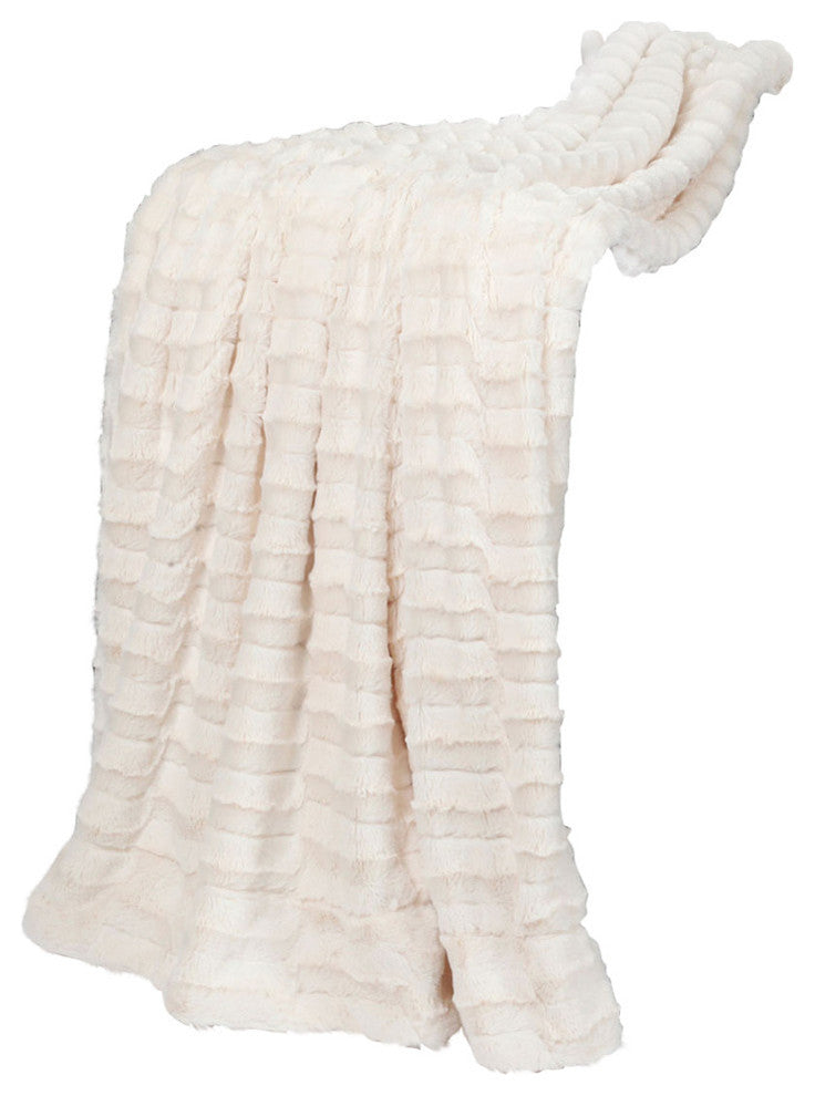 Saga Double Sided Faux Fur Throw, Ivory