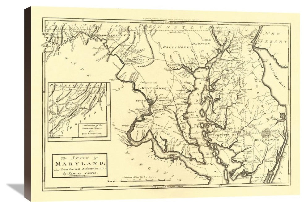 State Of Maryland, 1795, 36"x1.5"x26"