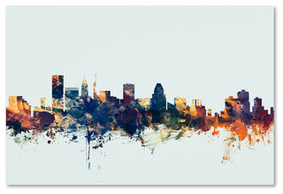 Michael Tompsett 'Baltimore MD Skyline Blue' Canvas Art, 12x19