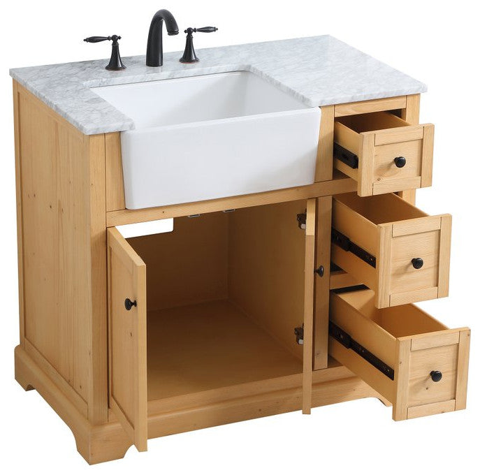 Home Living 22" Farmhouse Natural Wood-Light Bathroom Vanity