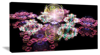 Pink Water Drops on Mirror, Oversized Abstract Canvas Art Print, 60x28