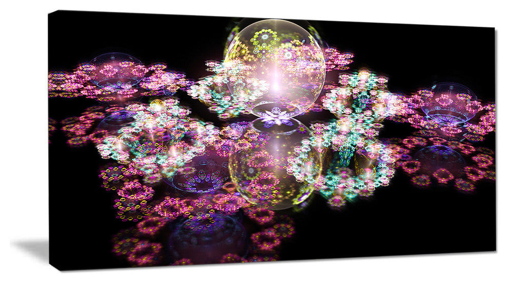Pink Water Drops on Mirror, Oversized Abstract Canvas Art Print, 60x28