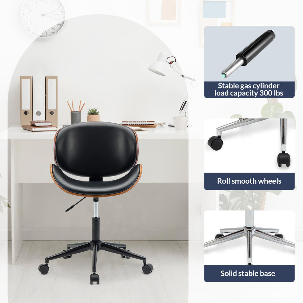 Mid-Century Swivel Office Desk Chair, Black