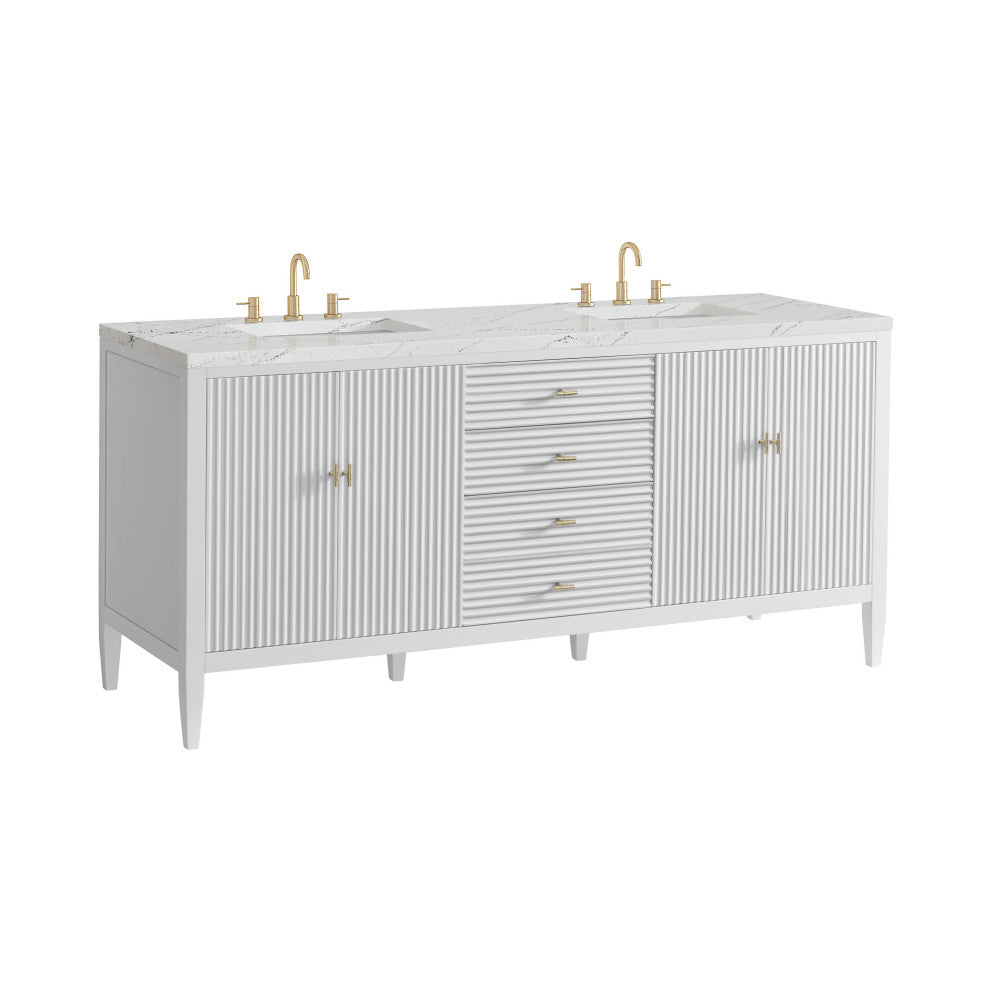 Myrrin 72" Double Vanity, Bright White, 3 CM Ethereal Noctis Top
