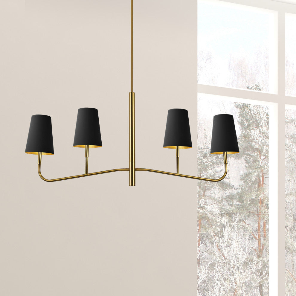 Eleanor Transitional 4 Light Aged Brass Black Metal Chandelier