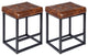 Set of 2 Button Tufted Faux Leather Counter Stools, Yellowish-Brown, 24 in
