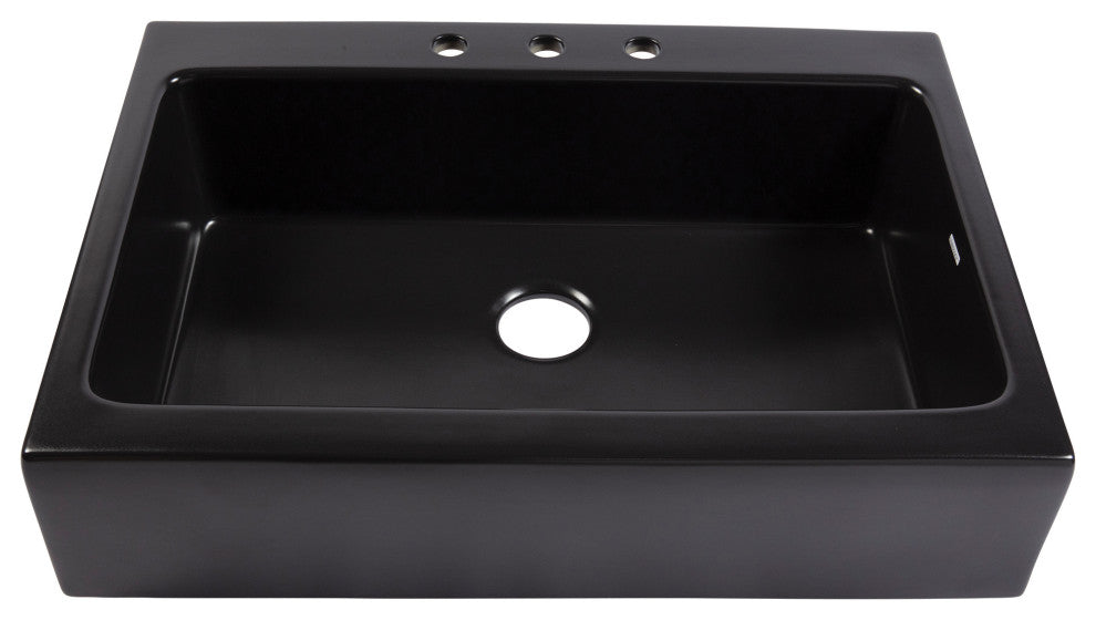 Parker Black Fireclay 34"³ Single Bowl Quick-Fit Farmhouse Drop-in Kitchen Sink