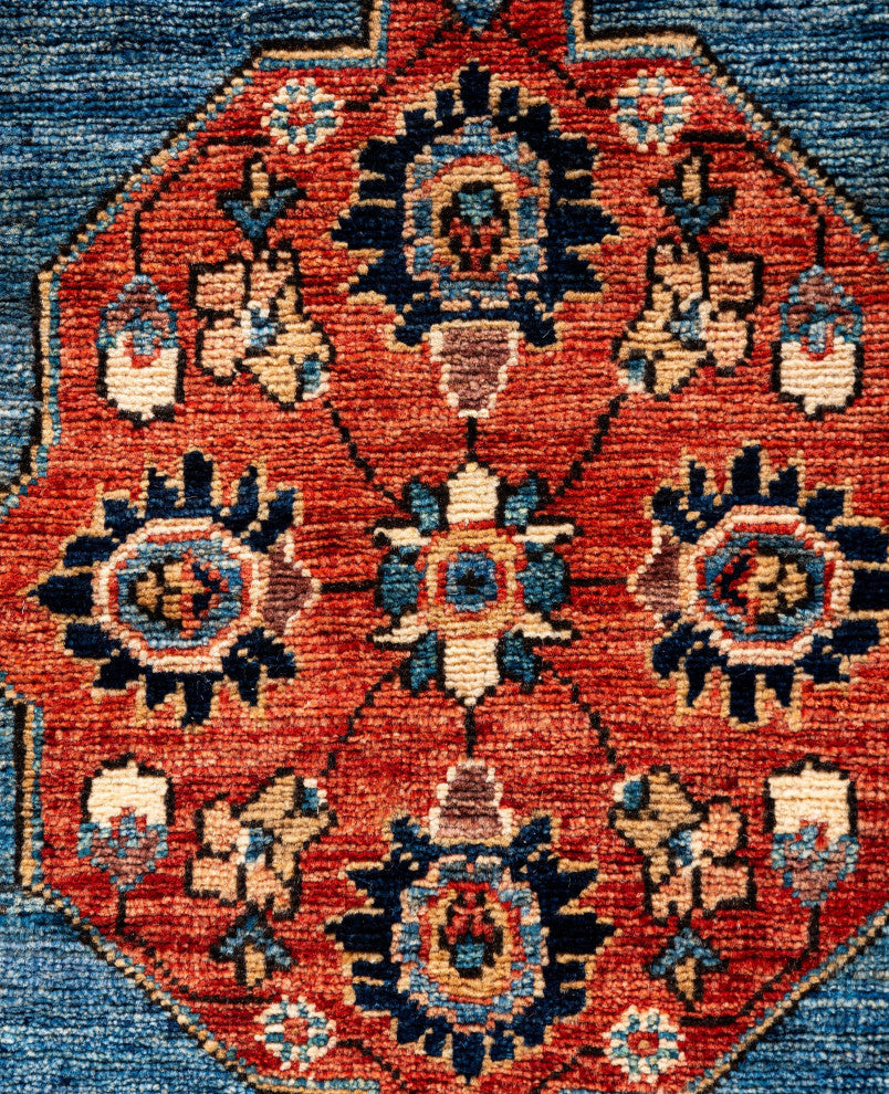 Serapi One-of-a-Kind Hand-Knotted Area Rug Light Blue, 3'0" x 5'4"