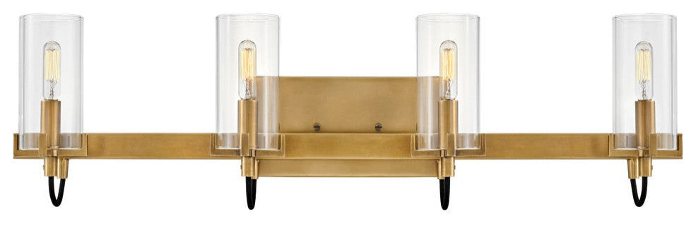 Hinkley Ryden Large Four Light Vanity, Heritage Brass
