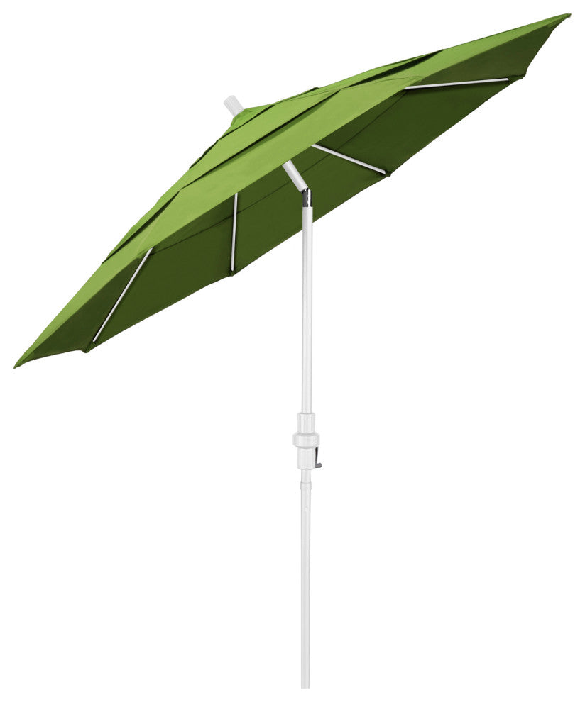11' Matted White Collar Tilt Lift Fiberglass Rib Aluminum Umbrella, Sunbrella, Macaw
