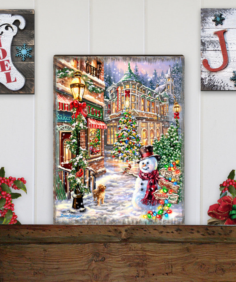 Christmas Lane Wooden Wall Art, Petite 7.5x5.5