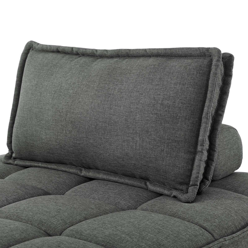 Modular Deep Tufted Sectional Sofa Set, Gray, Fabric, Modern, Hospitality