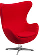 Red Wool Fabric Egg Chair With Tilt-Lock Mechanism
