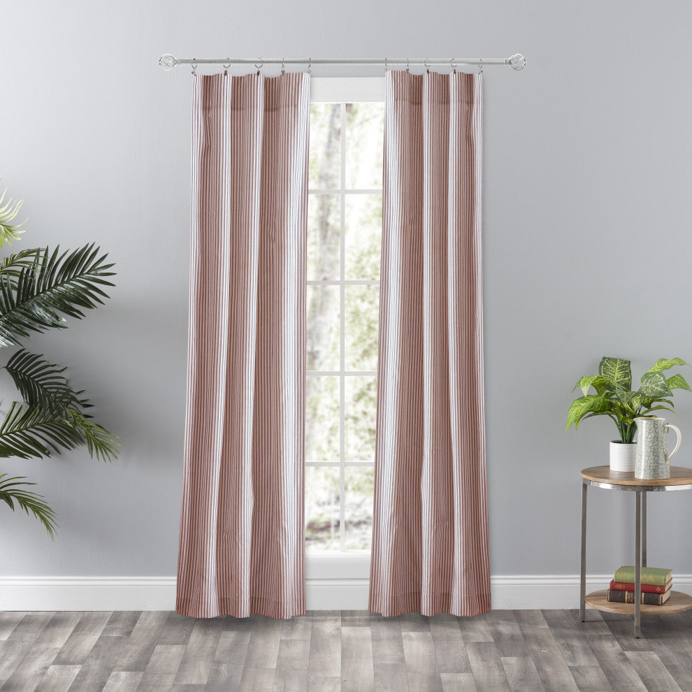 Plaza Stripe Tailored Panel Pair, Brick, 56"x84"